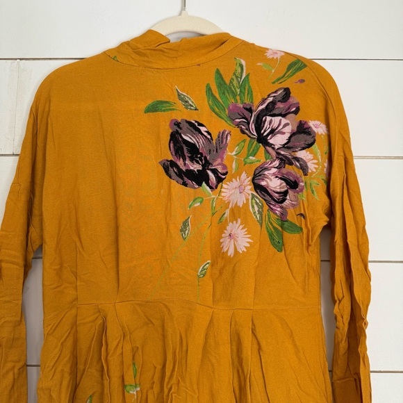 FREE PEOPLE gemma mustard yellow long sleeve tunic mini dress - Picture 4 of 11